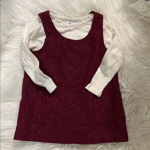 GAP Burgundy hearts Jumper with White Shirt